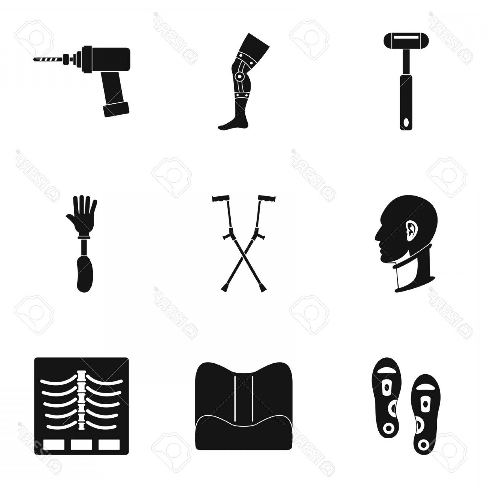 1560x1560 Photostock Vector Orthopedic Prosthetic Icon Set Simple Style
