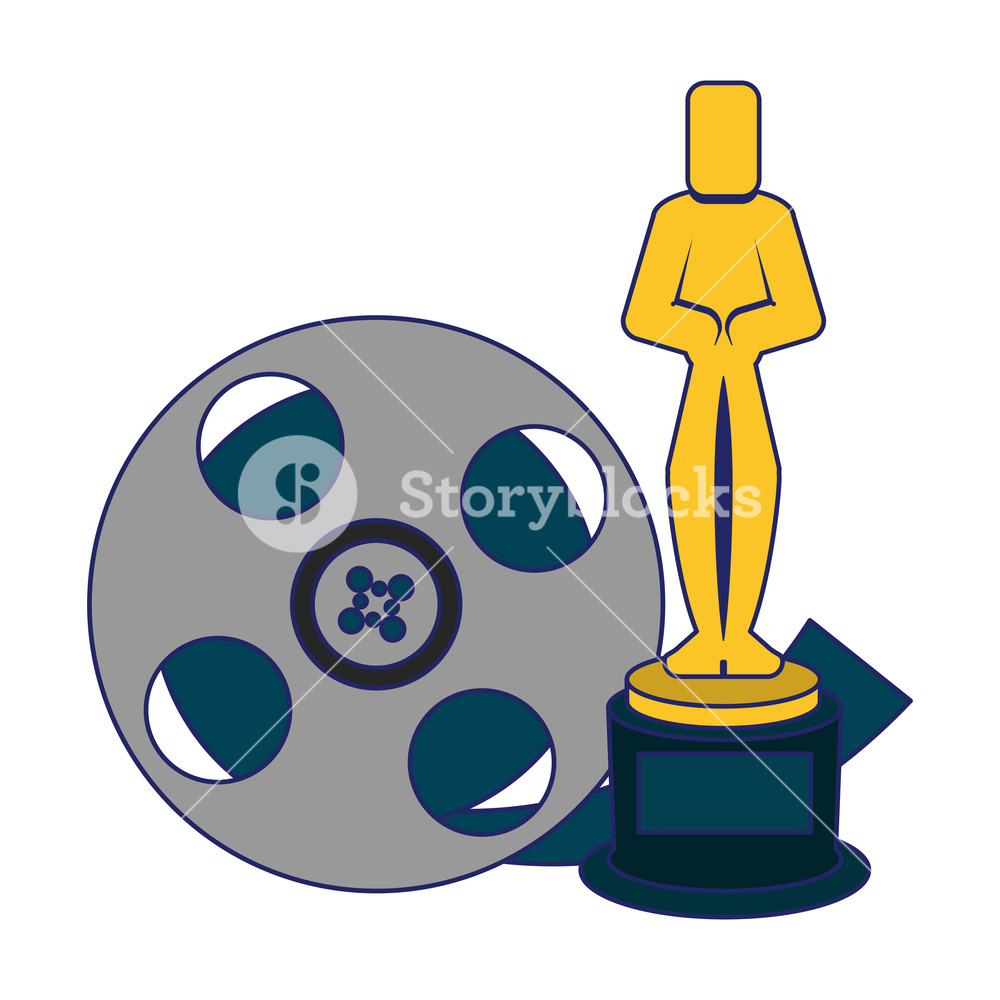 1000x1000 Cinema And Movies Entertainment Reel And Oscar Award Vector