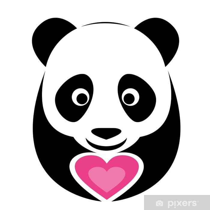 700x700 Vector Image Of An Panda And Pink Heart Wall Mural