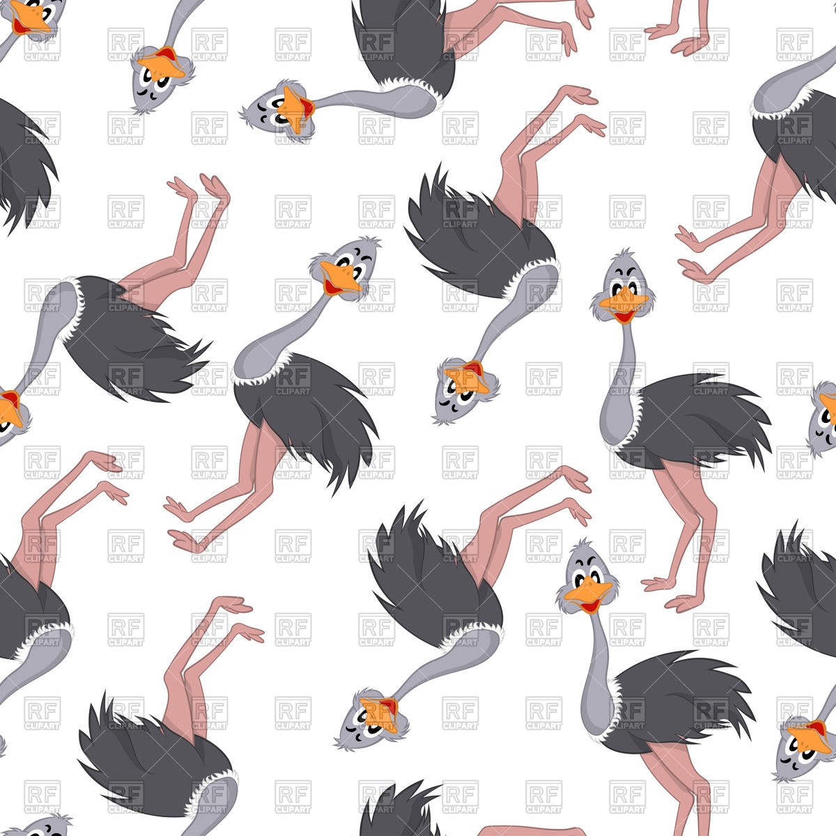 1200x1200 Seamless Pattern Illustration Of Ostrich Vector Image