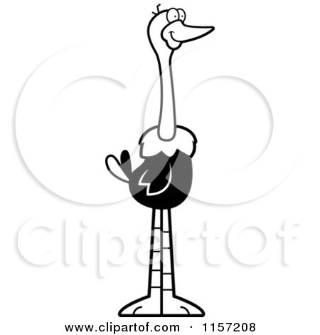 450x470 Cartoon Clipart Of A Black And White Happy Ostrich