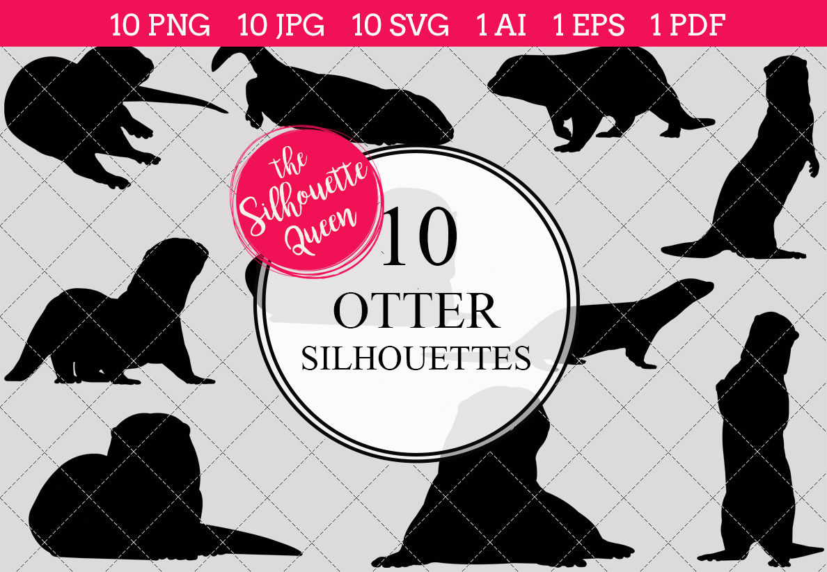 1188x822 Otter Silhouettes Vector