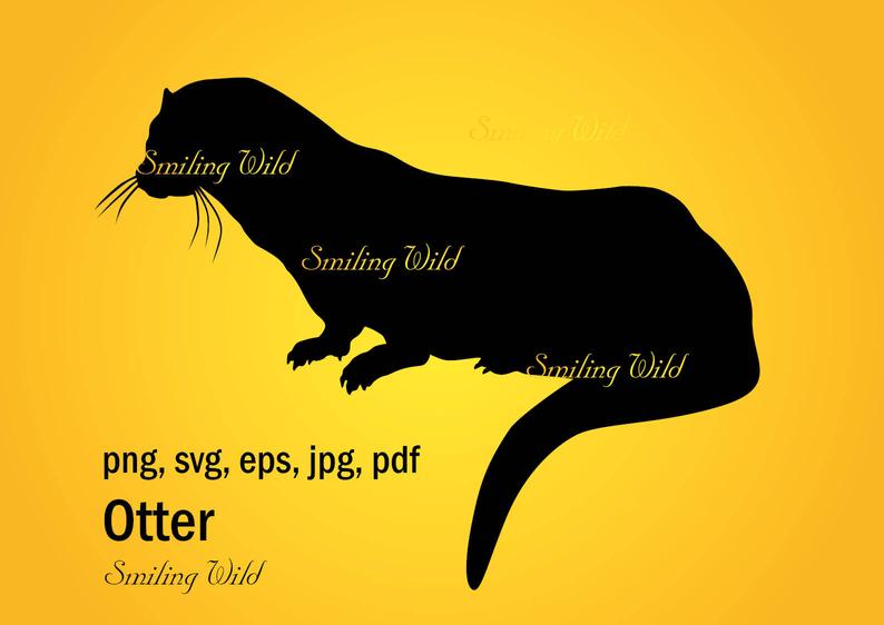 794x562 Otter Silhouette Vector Graphic Art Png Clipart Cutout Etsy