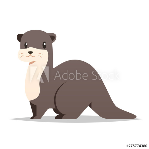 Cartoon Otter Vector Isolated Illustration 500x500 Cartoon Otter Vector Isolated Illustration