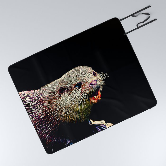 Fish Otter On A Rock Vector Art Picnic Blanket 700x700 Fish Otter On A Rock Vector Art Picnic Blanket