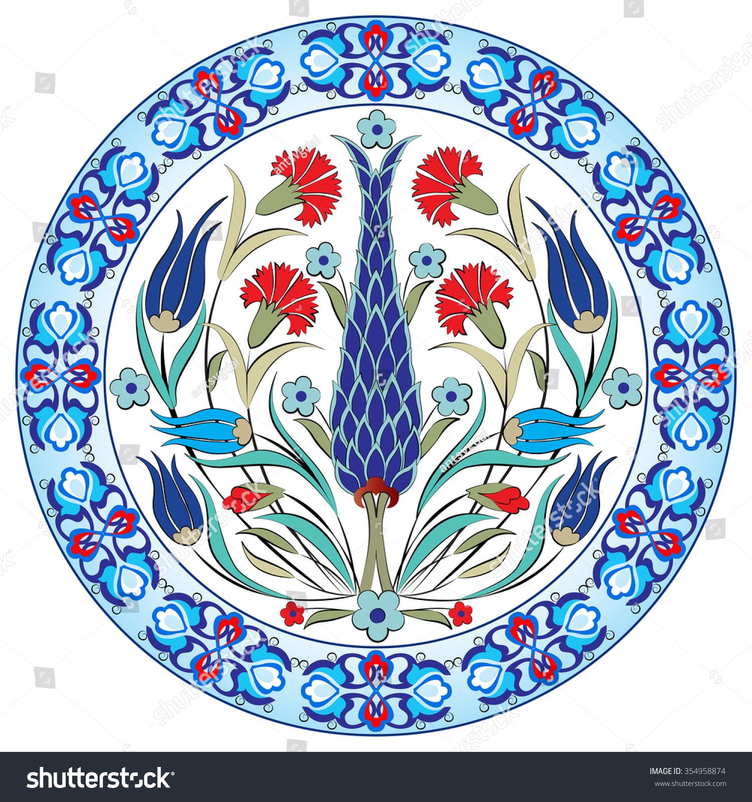 1500x1600 Colorful Antique Ottoman Turkish Design Pattern Vector