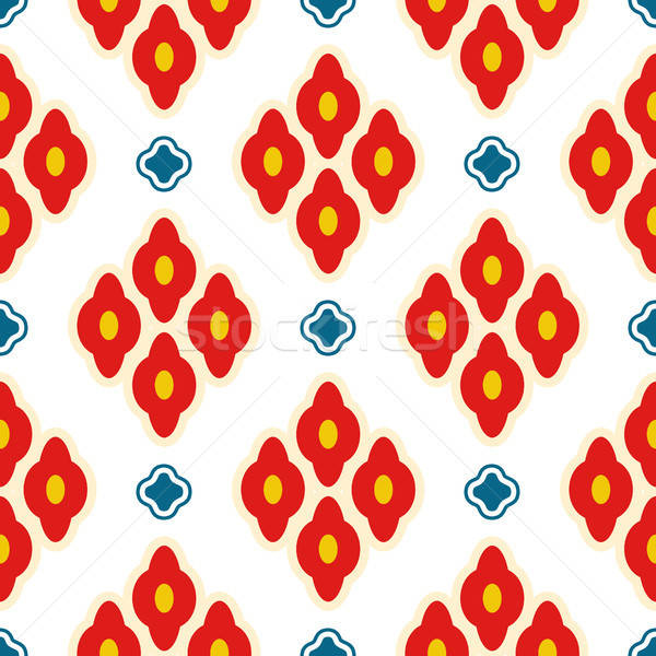 600x600 Bright Red Ottoman Rhombuses Repeat Vector Pattern Vector