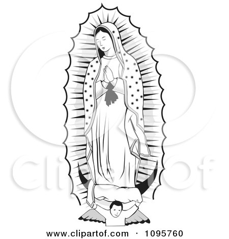 450x470 Clipart Black And White Angel Under The Virgin Of Guadalupe