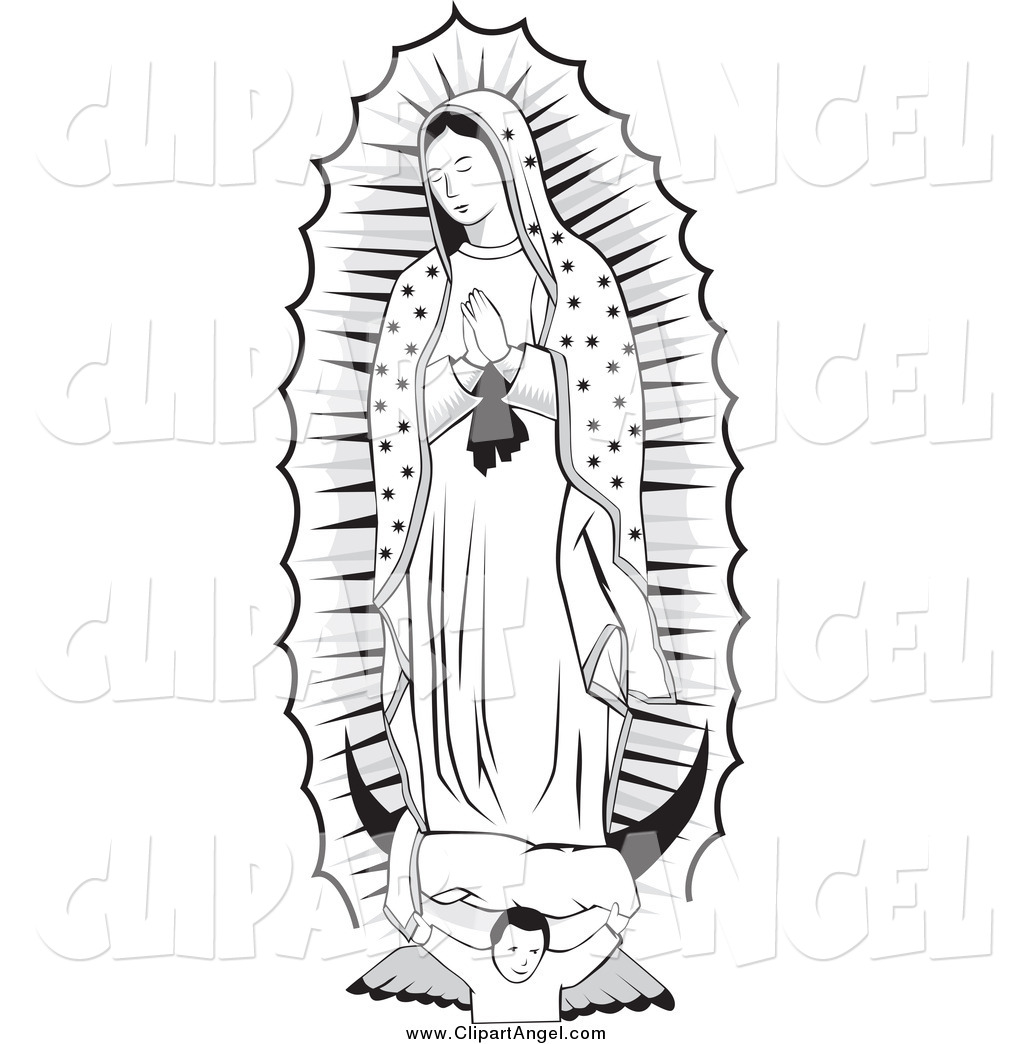 1024x1044 Illustration Vector Of A Black And White Angel And The Virgin