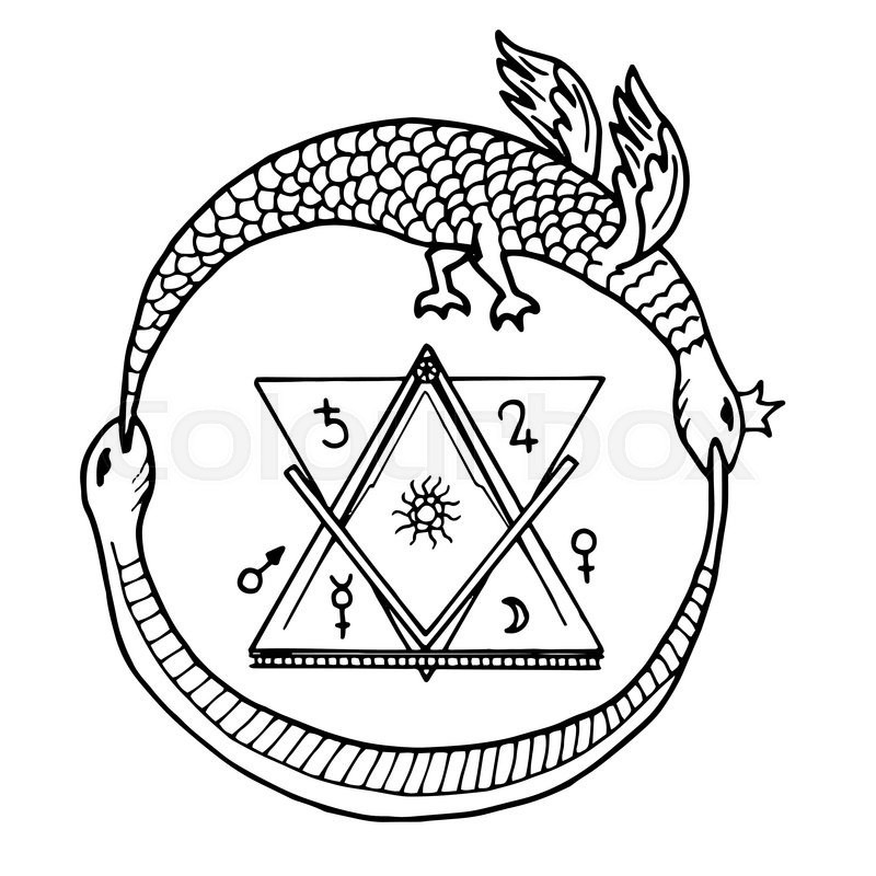 800x800 Ouroboros And Philosophical Stone, Stock Vector Colourbox