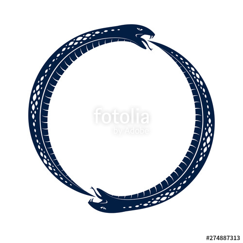 500x500 Snake Eating Its Own Tale, Uroboros Snake In A Shape Of Circle