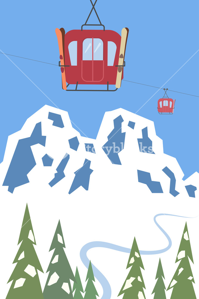 667x1000 Mountain Cable Car Retro Ski Cableway Icon Mountain Snow Ski