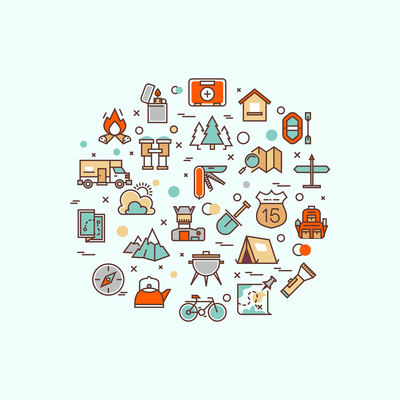 400x400 Page Trekking On Curated Vector Illustrations, Stock Royalty