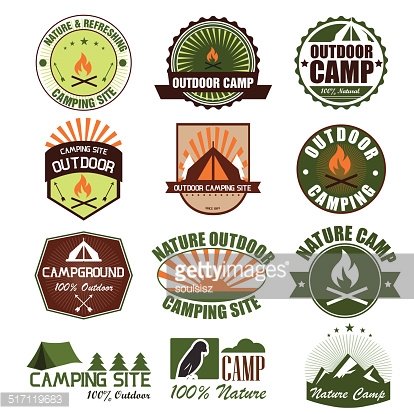 414x414 Set Of Retro Camping And Outdoor Vector Illustration Premium