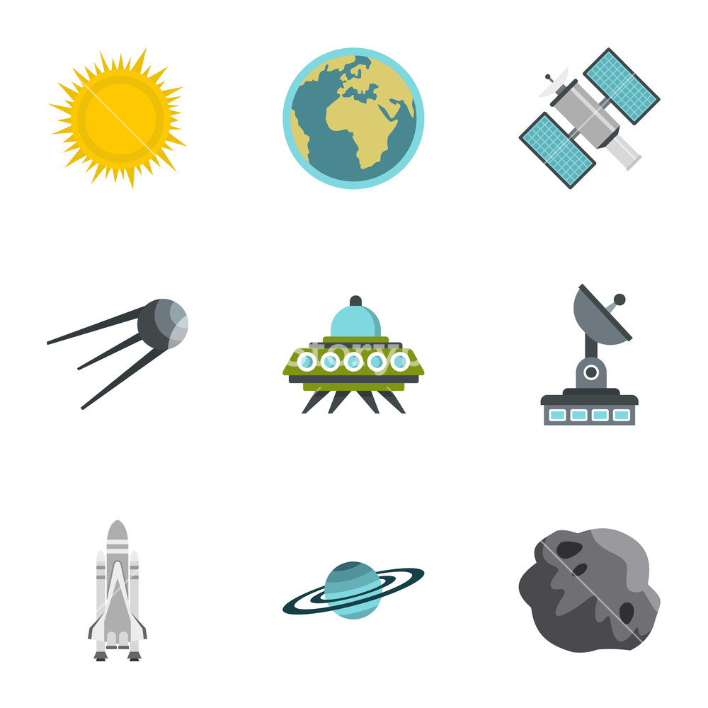 1000x1000 Outer Space Icons Set Flat Illustration Of Outer Space Vector