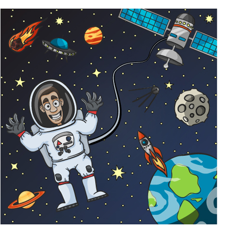 500x504 Cartoon Astronauts With Outer Space Vector Free Download