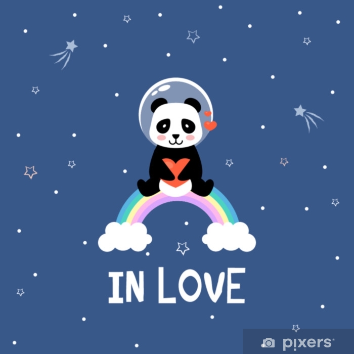 700x700 Panda Astronaut In Love Sit On Rainbow In Outer Space Vector