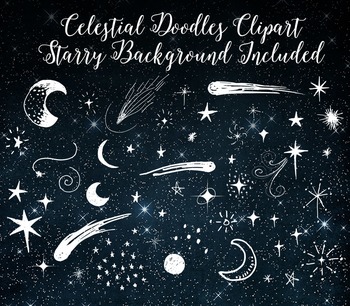 350x306 Celestial Doodle Moon And Stars Outer Space Vector Png Clipart