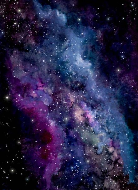 444x612 Watercolor Dark Nebula In Outer Space Abstract Background Bowie