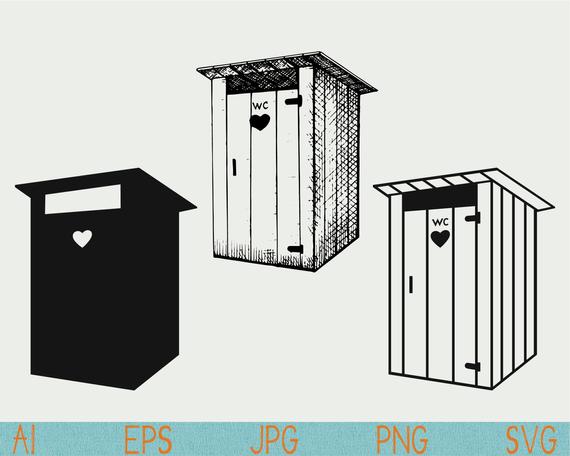 570x456 Outhouse Svgoutside Toiletsilhouettepngcut Etsy