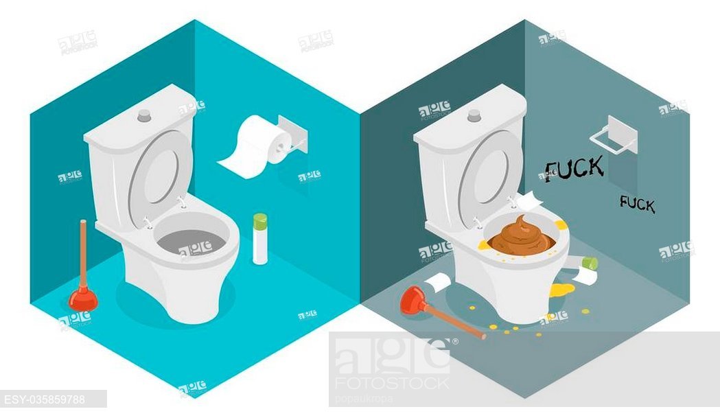 Clean And Dirty Toilet Isometrics Interior Of Shithouse, Stock 1049x609 Clean And Dirty Toilet Isometrics Interior Of Shithouse, Stock