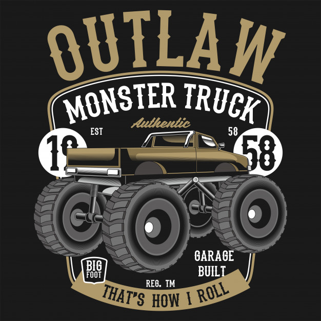 626x626 Outlaw Monster Truck Vector Premium Download