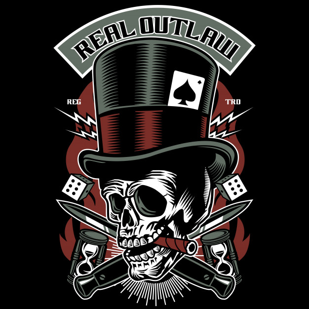 626x626 Real Outlaw Skull Vector Premium Download