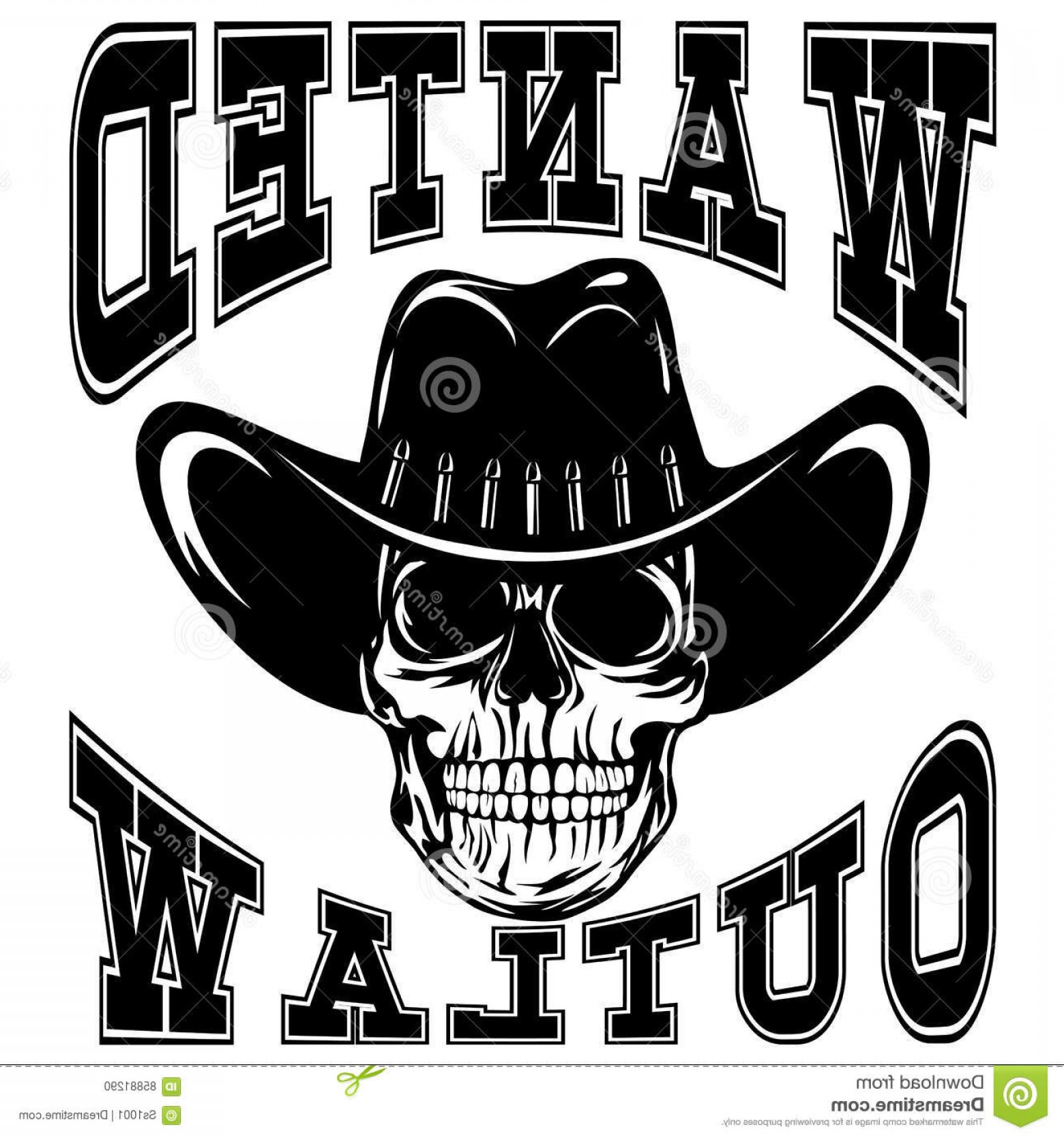 1560x1668 Stock Illustration Skull Wanted Outlaw Var Vector Illustration
