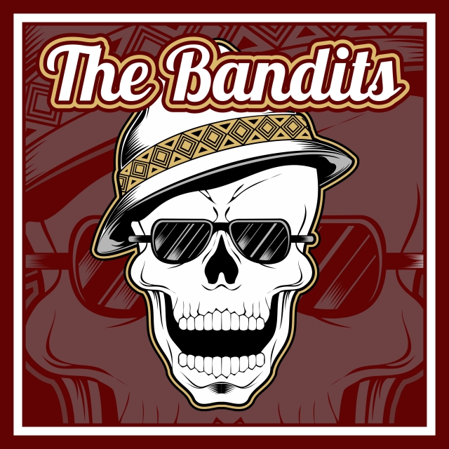 640x640 The Bandits Skull Wearing Cap Hand Drawing Vector, Cowboy, Outlaw