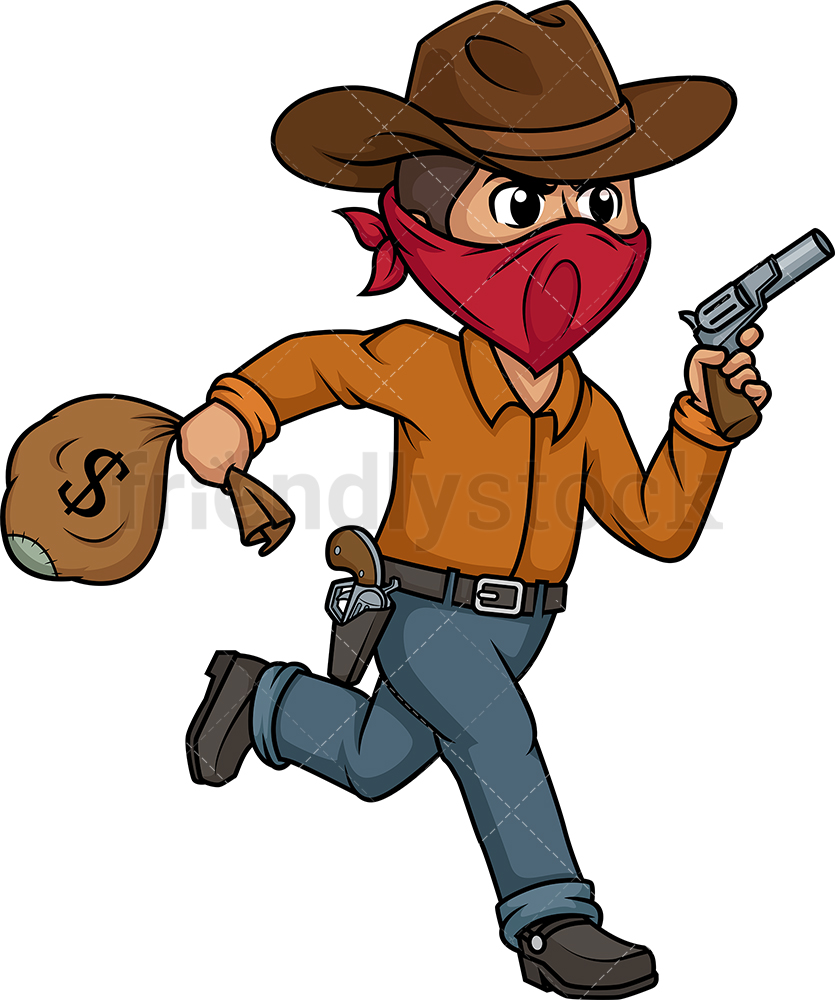 835x1000 Wild West Outlaw Robber Cartoon Clipart Vector