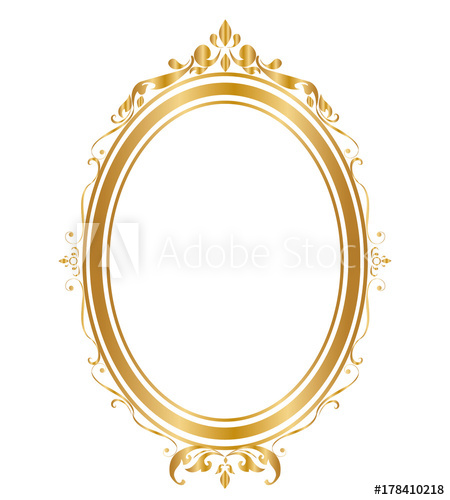 Oval Frame And Borders Golden Frame On White Background, Thai 450x500 Oval Frame And Borders Golden Frame On White Background, Thai