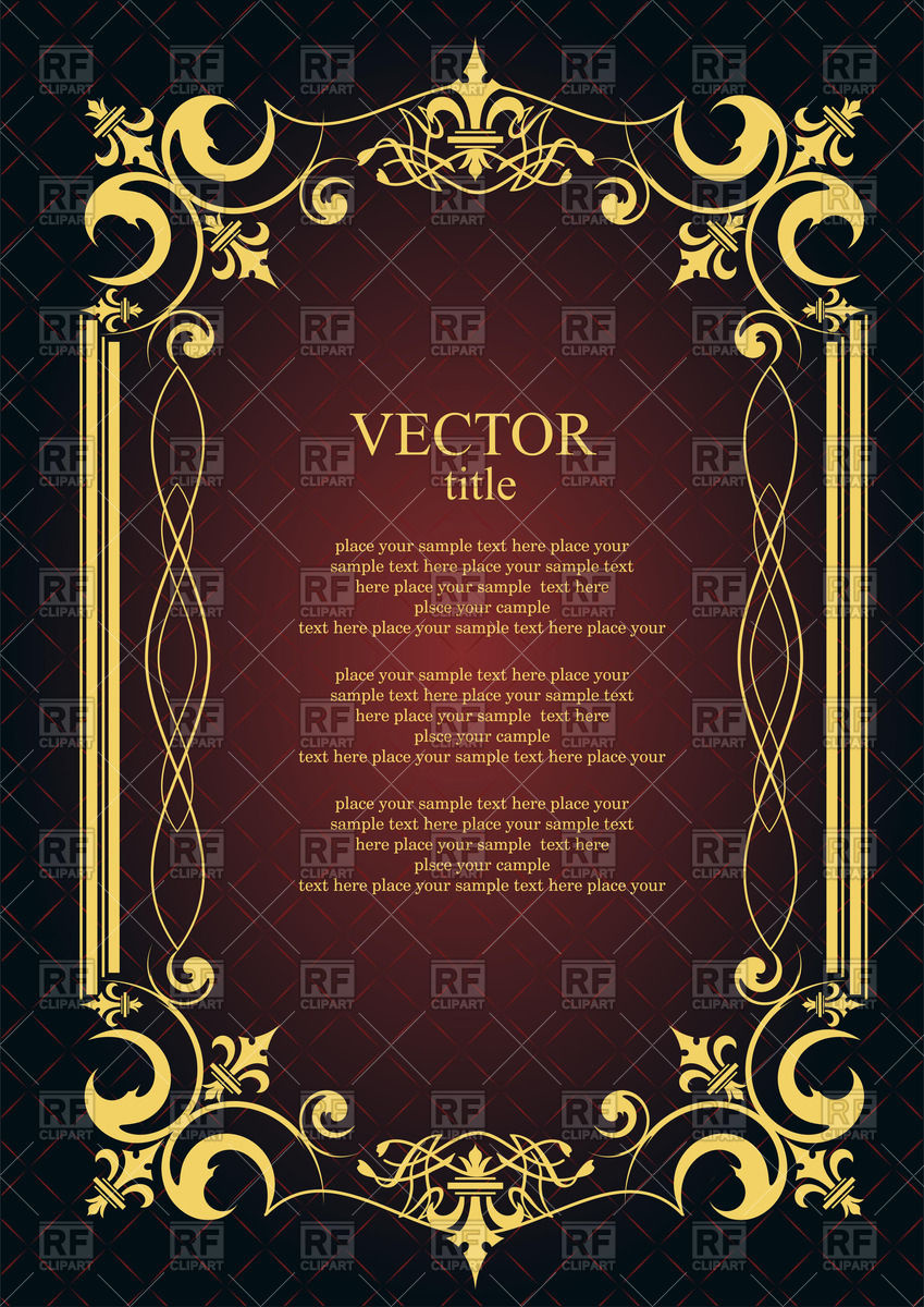 849x1200 Ornate Gold Frame With Elegant Ornament Vector Image Of Borders