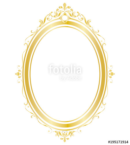 450x500 Oval Frame And Border Golden Frame On White Background, Thai