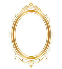 216x240 Oval Frame And Borders Golden Frame On White Background, Thai