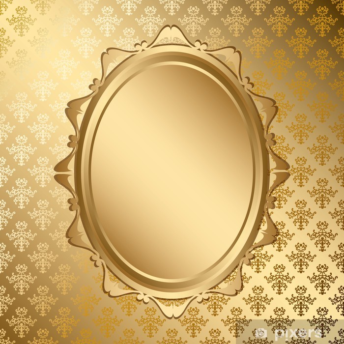 700x700 Oval Golden Frame On Gold Pattern