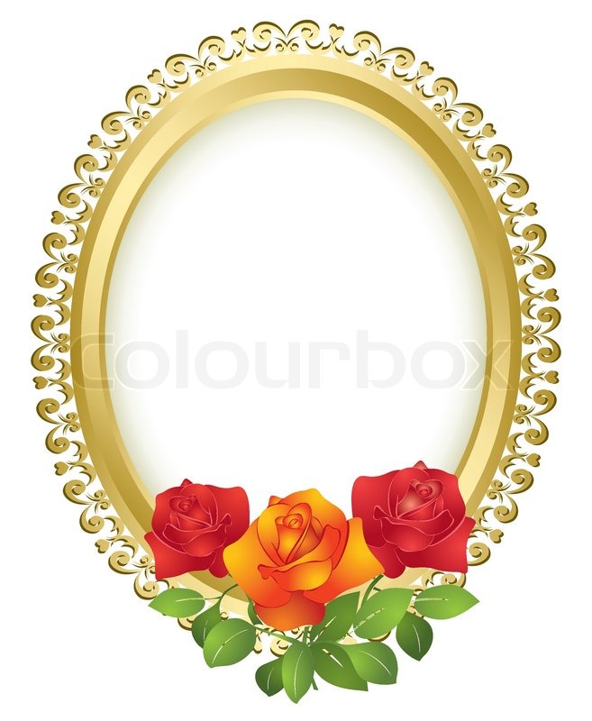 657x800 Oval Golden Frame With Roses
