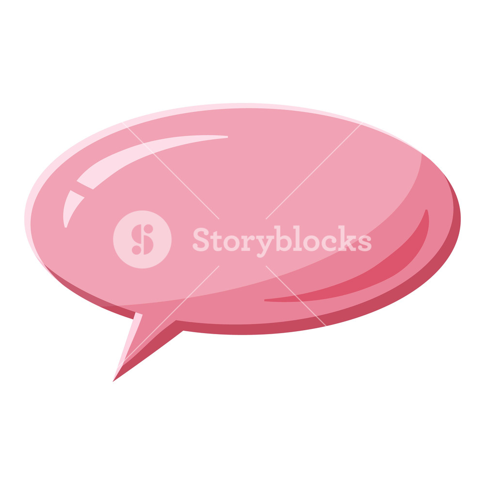 1000x1000 Pink Speech Bubble Oval Shape Icon Cartoon Illustration Of Pink