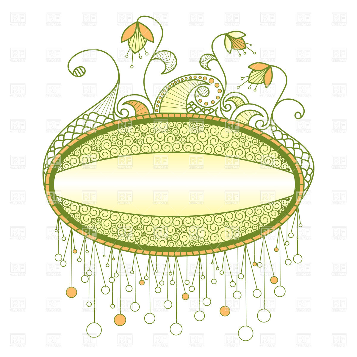 1200x1200 Stylish Floral Frame Of Oval Shape Vector Image Of Borders