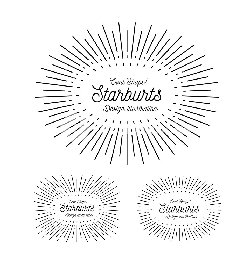 968x1000 Sunbursts Frame Set Oval Shape Vector Illustration On White