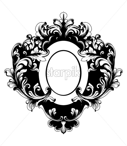 520x600 Baroque Rich Oval Shape Frame Vintage Vector Decor Design Element