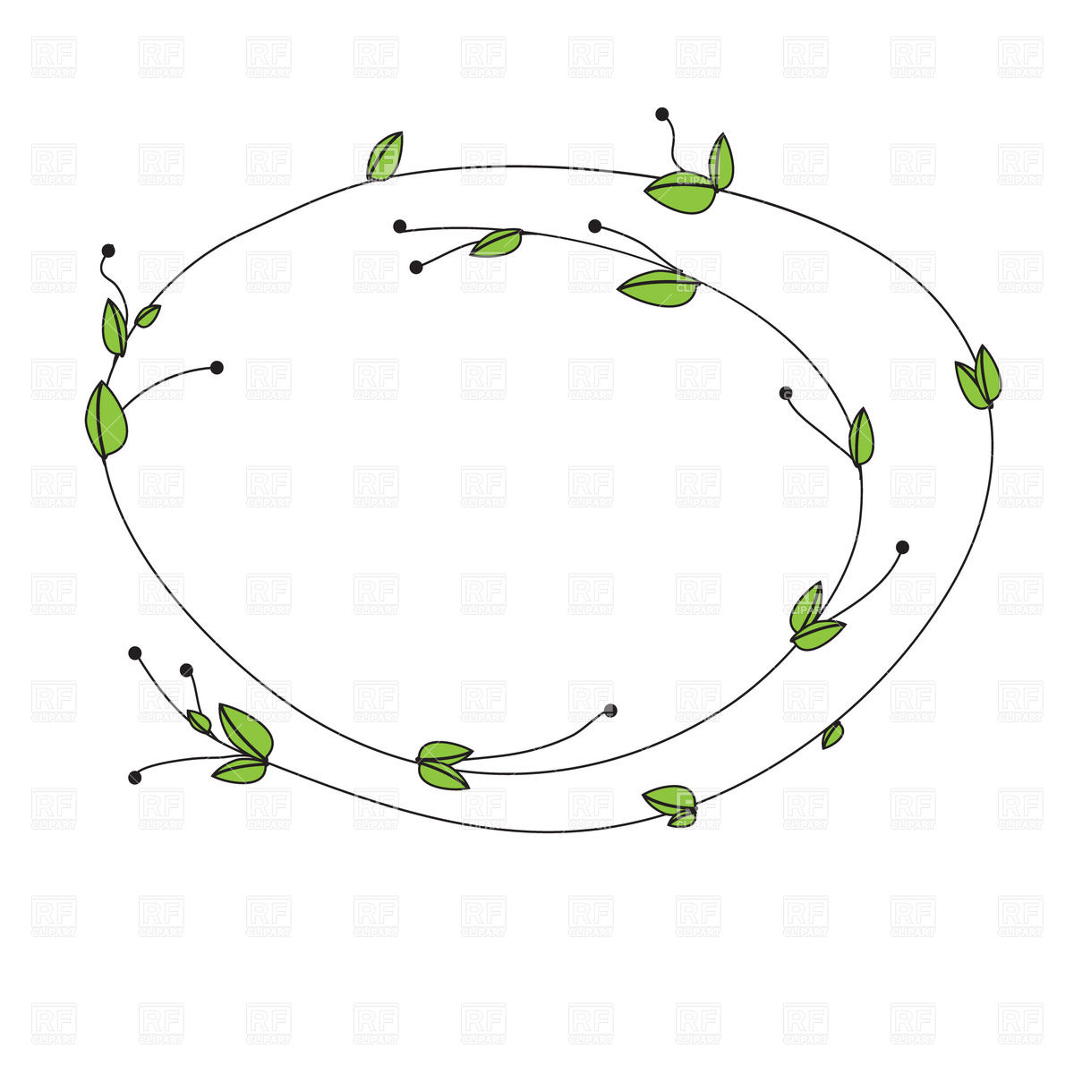 1200x1200 Oval Frame Made Of Stem With Leafs Vector Image Of Borders
