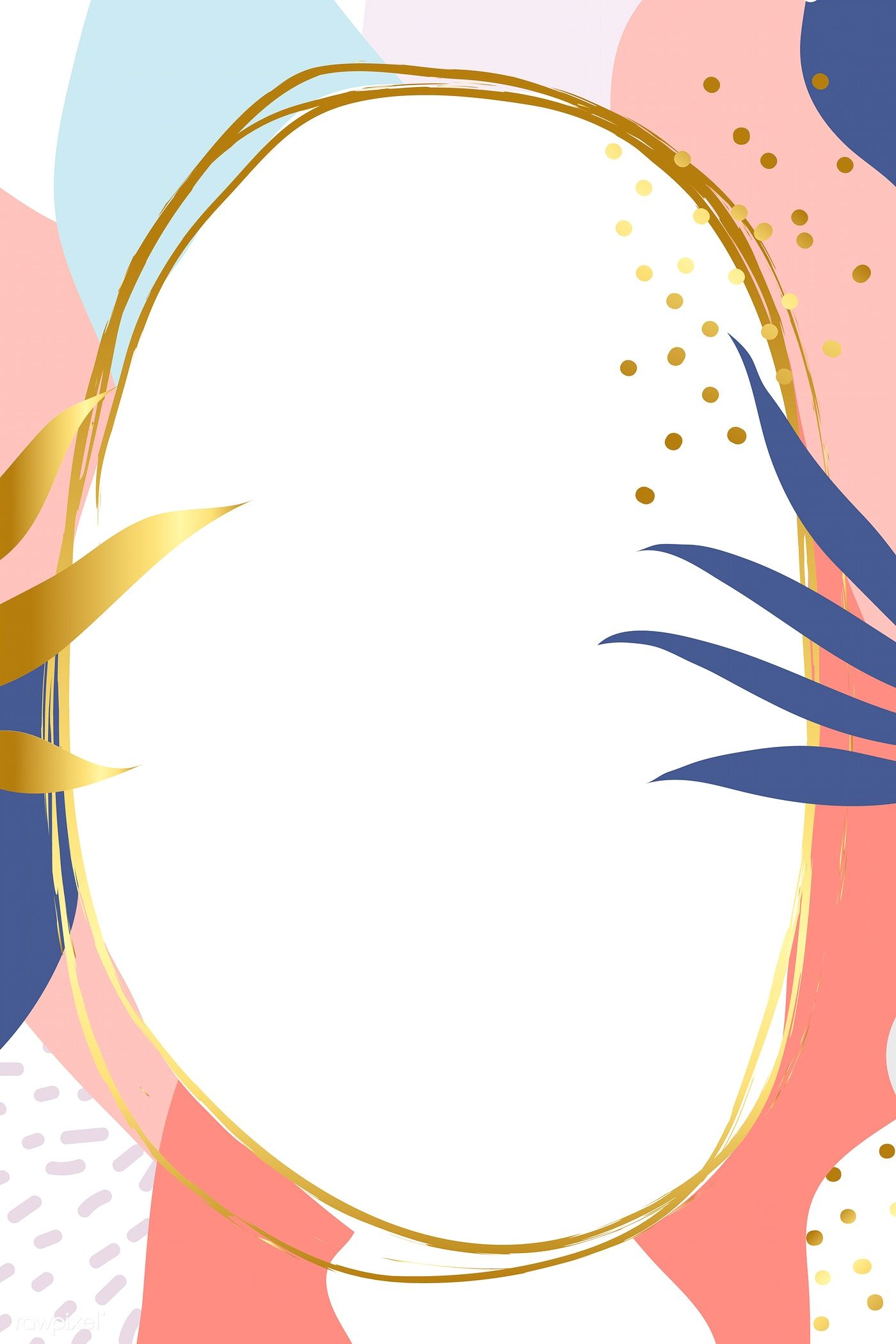 1400x2100 Download Premium Illustration Of Oval Gold Frame On Colorful