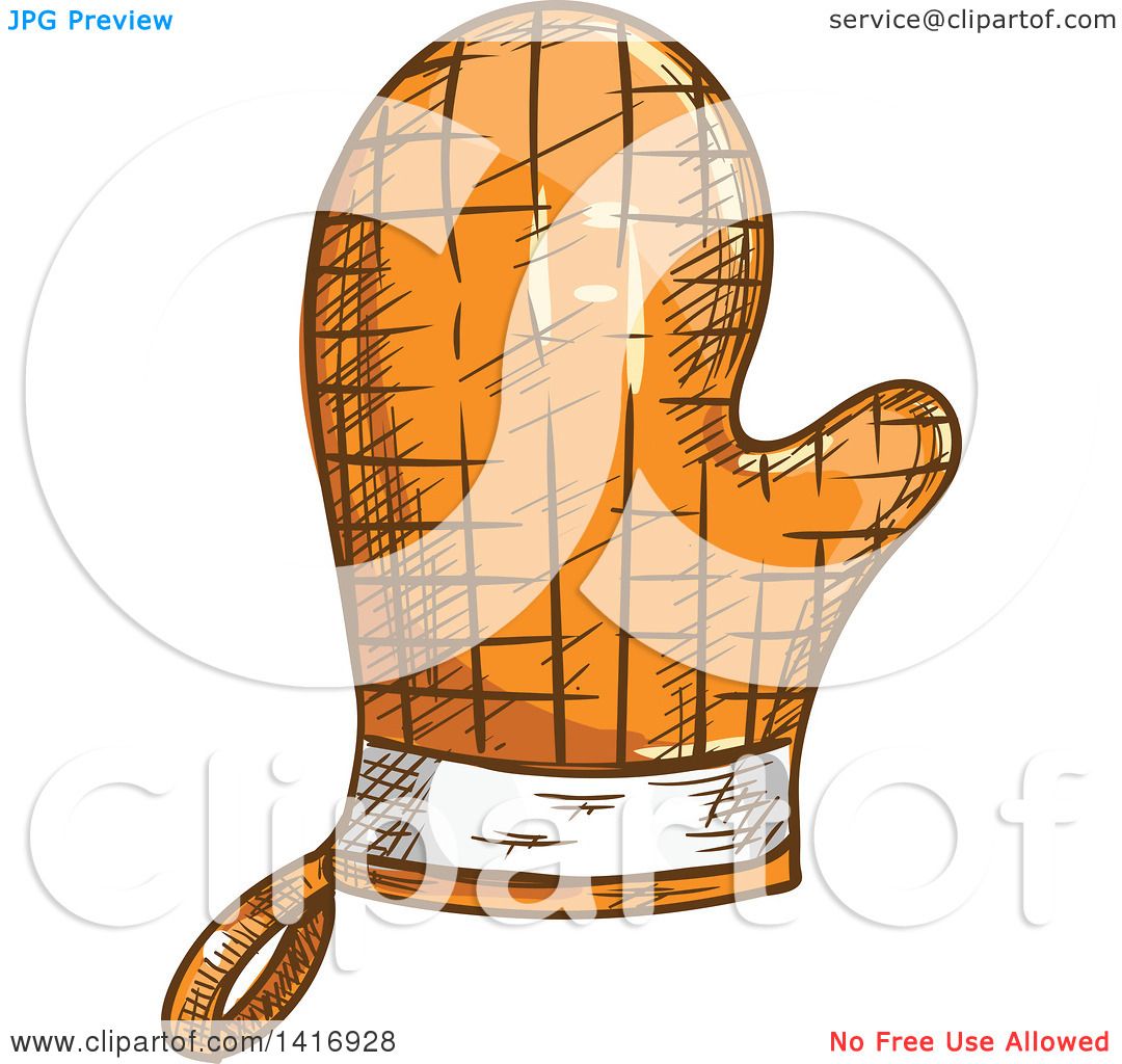 1080x1024 Clipart Of A Sketched Oven Mitt
