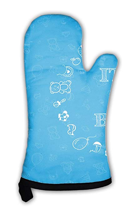 445x679 Gear New Oven Mitt, Baby Shower Over Blue With Pattern