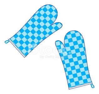 316x300 Blue Checked Oven Mitts Stock Vectors