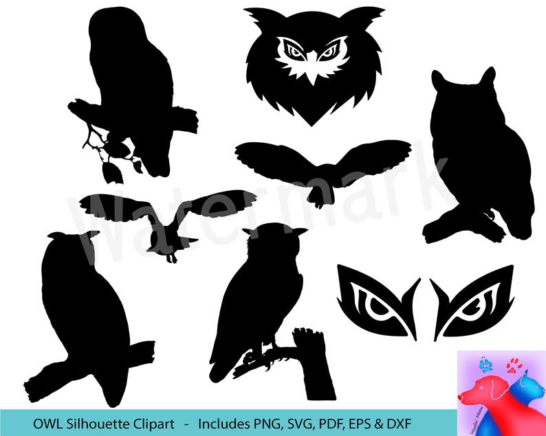 794x635 Owl Silhouette Clipart Flying Bird Vector Decal Sitting Etsy