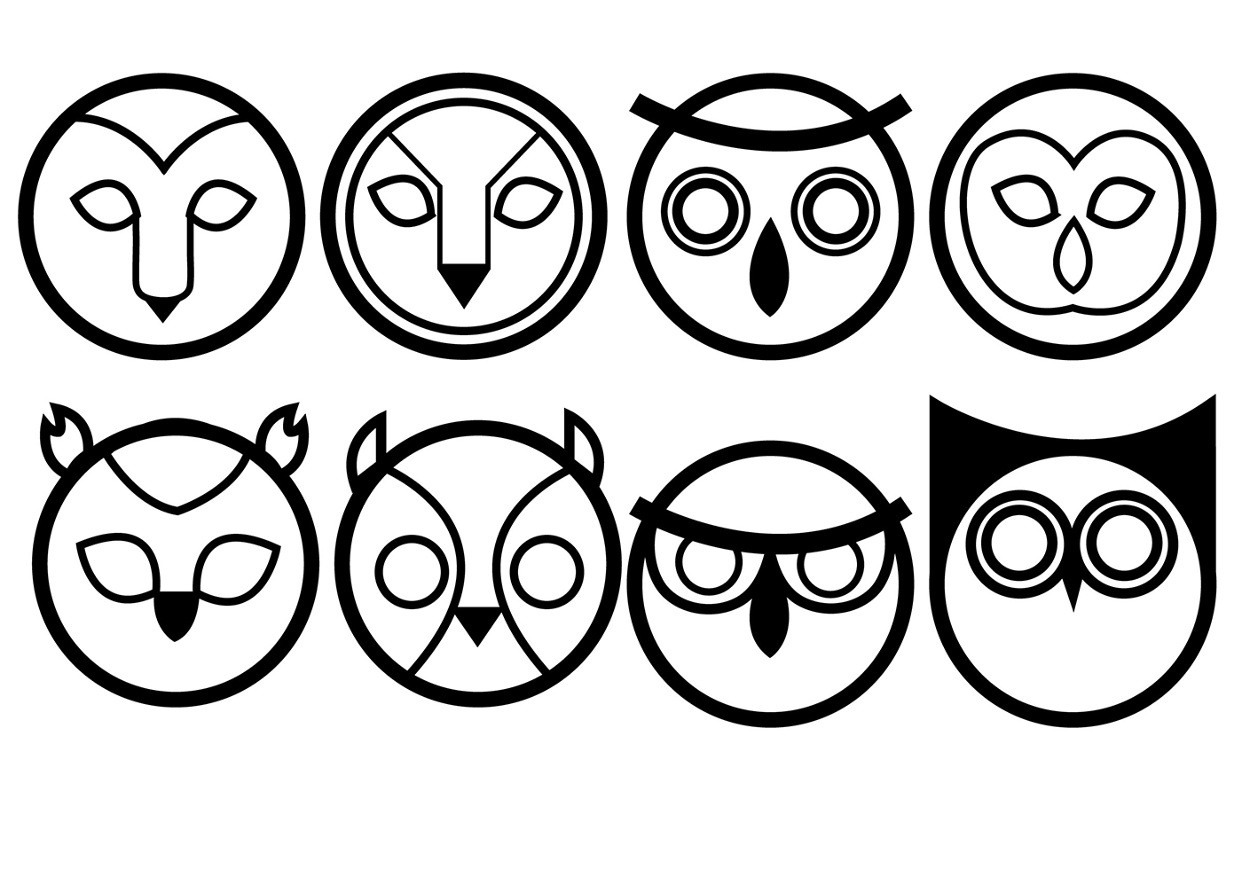 1400x980 Owls Icon Vectors