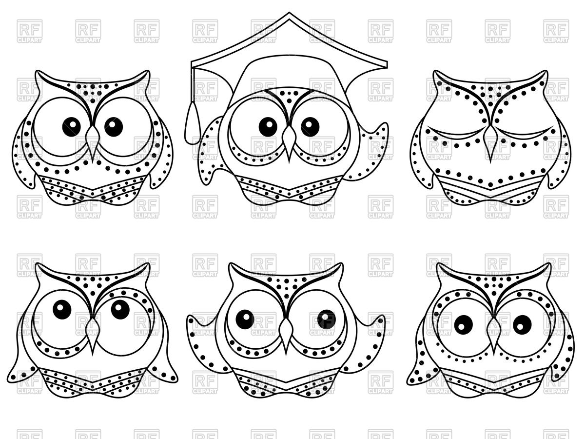 1200x900 Set Of Funny Owls On White Background Vector Image Of Plants