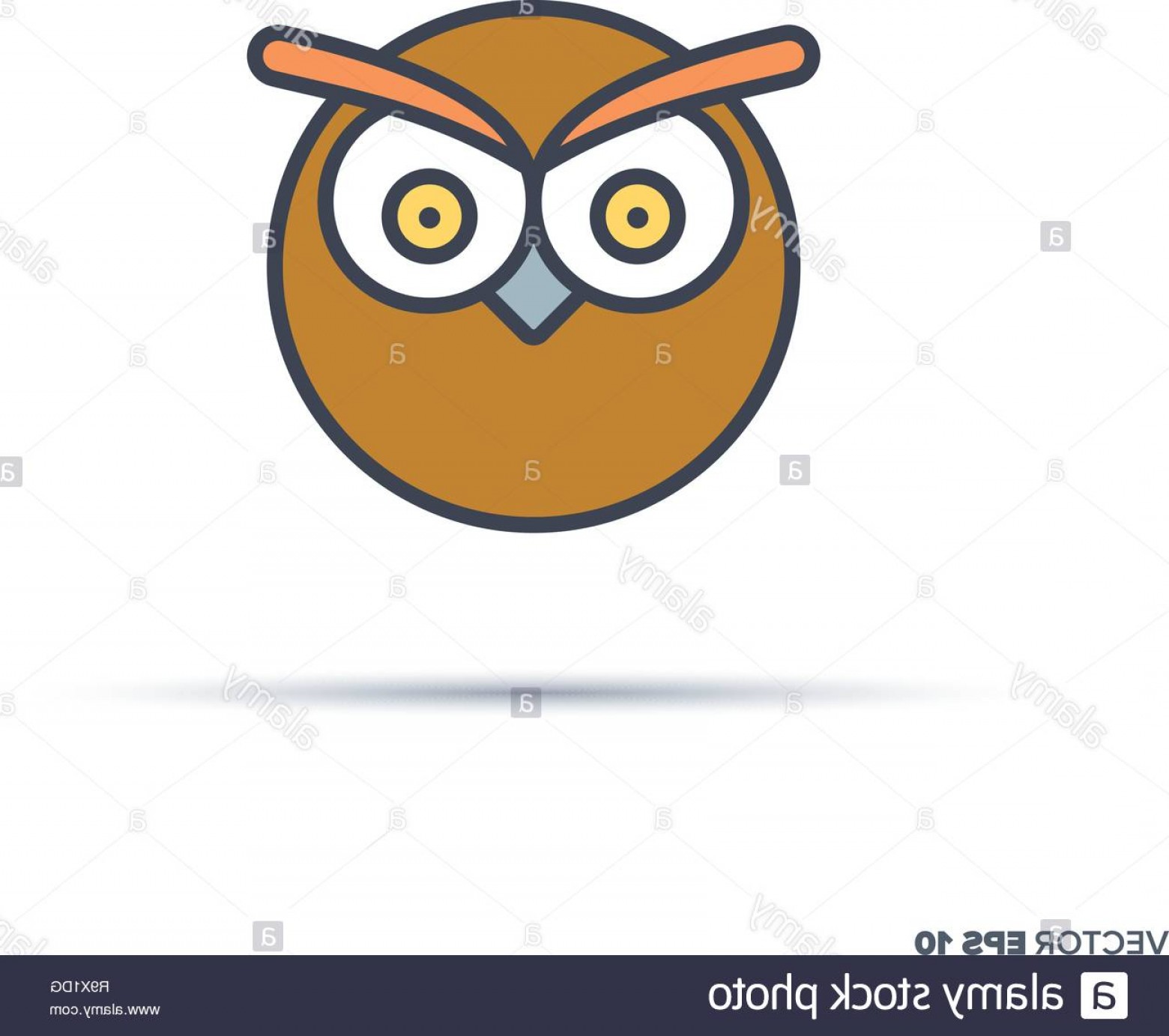 1560x1383 Cute Owl Face Outline Vector Icon With Color Fill Funny Animal