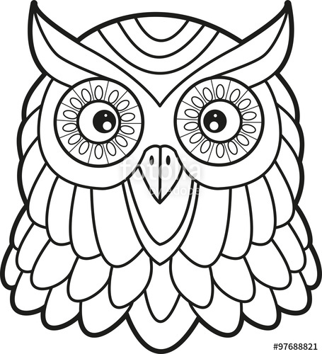 An Owl Cartoon Head Vector, Testa Di Civetta In Bianco E Nero 455x500 An Owl Cartoon Head Vector, Testa Di Civetta In Bianco E Nero